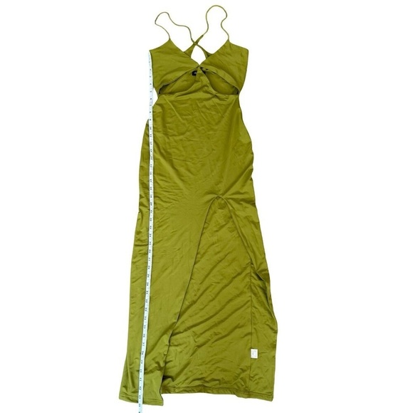 Front Twist Maxi Dress Cut Out Slit Green Womens Medium - Picture 6 of 6